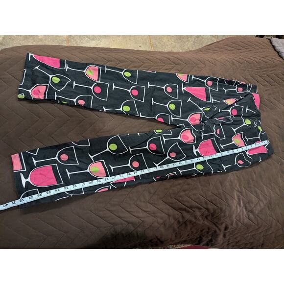 Mod black skinny cigarette pants w/martini cocktail and wine glass print size 4 - Picture 7 of 7